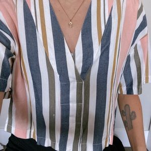 cropped collard shirt